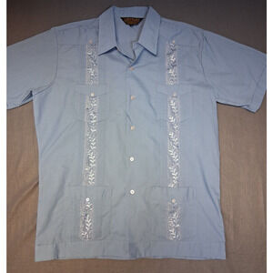 Juan Carlos El Rey de la Guayabara Polo Shirt Blue Embroidery 4 Pocket Size L